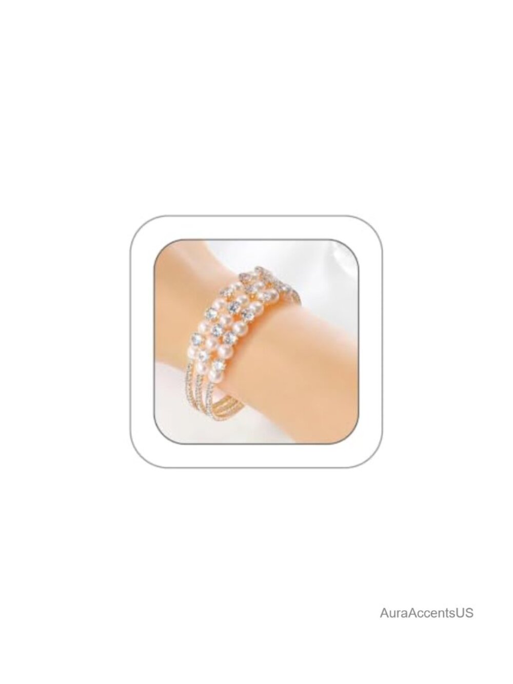 Layered Faux Pearl Crystal Cuff Bracelet Wedding Bridal Statement Jewelry